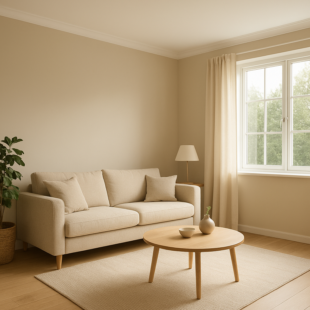 Les meilleures couleurs pour agrandir une petite pièce 32 Petit salon lumineux avec couleurs claires pour agrandir visuellement l’espace