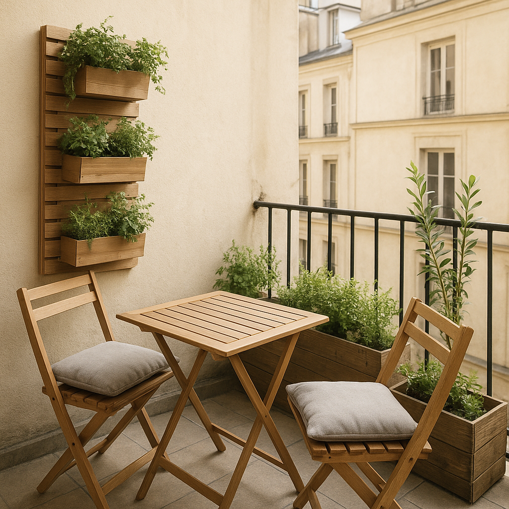 Les plus belles idées pour aménager une terrasse 35 Petite terrasse aménagée avec mobilier compact et plantes