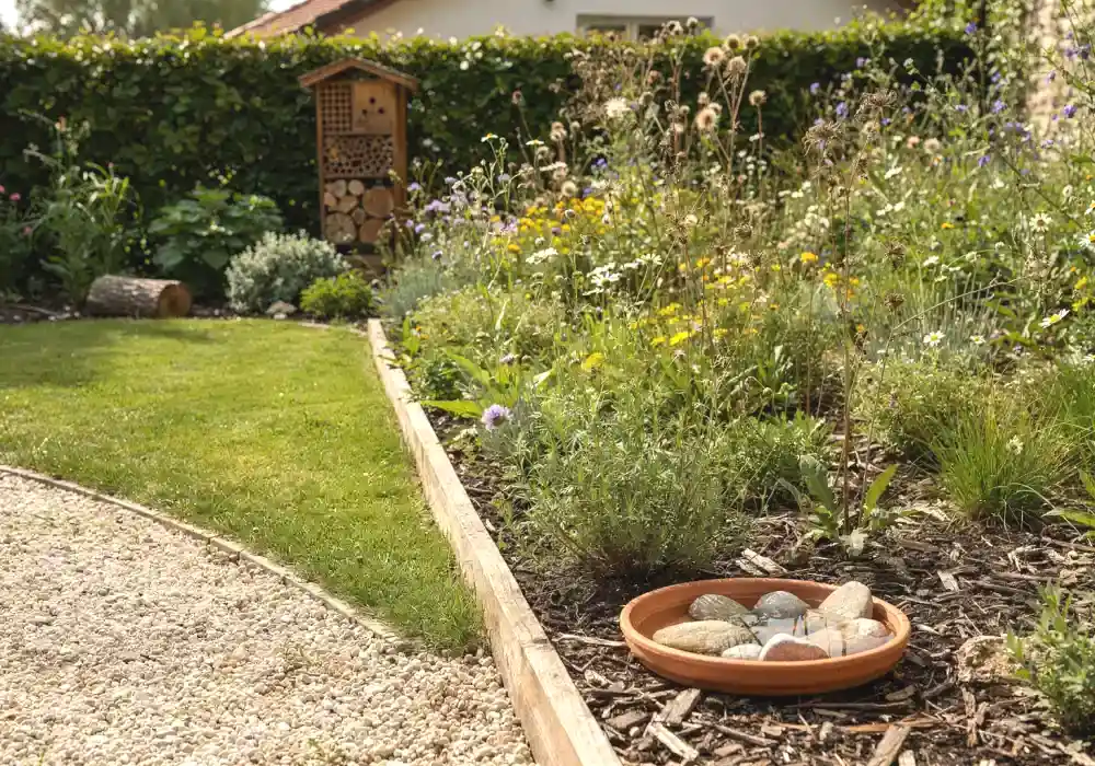 Comment créer un petit espace pour les insectes utiles sans transformer son jardin en friche ? 2 coin jardin refuge insectes bordure