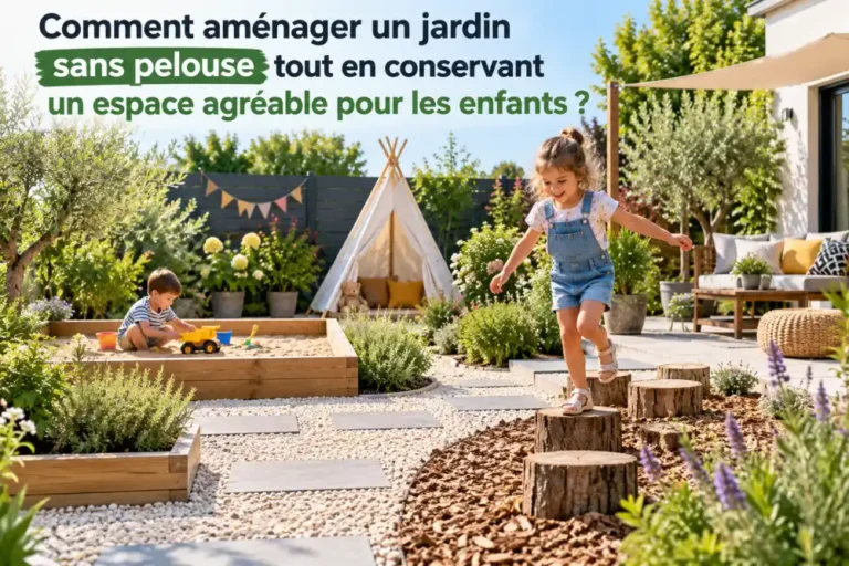 Comment aménager un jardin sans pelouse tout en conservant un espace agréable pour les enfants ?